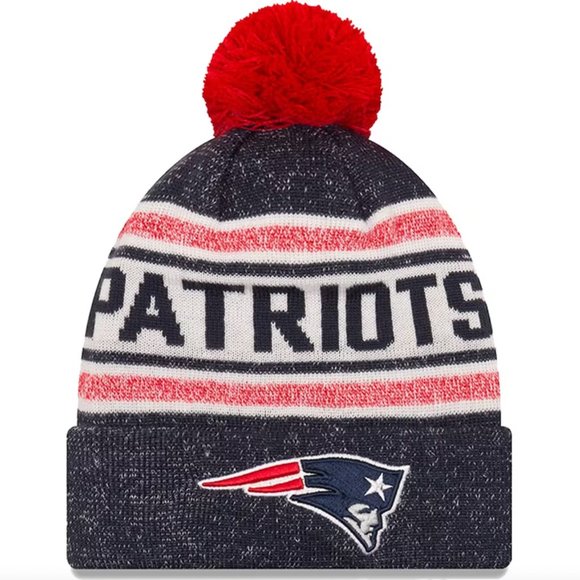 New England Patriots New Era Cuffed Knit Hat with Pom - Picture 1 of 7